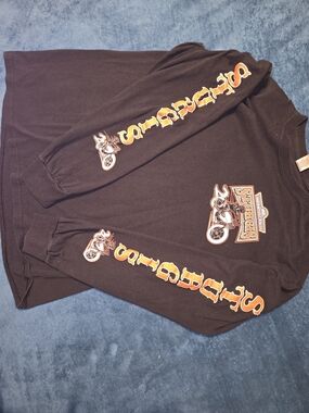 Black Motorcycle Graphic Long Sleeve Tee
